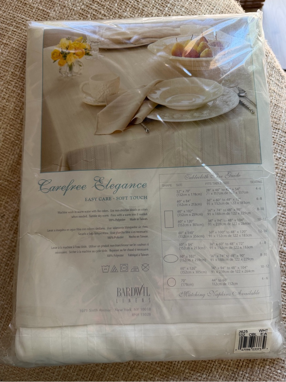 Carefree Elegance Tablecloth - White
